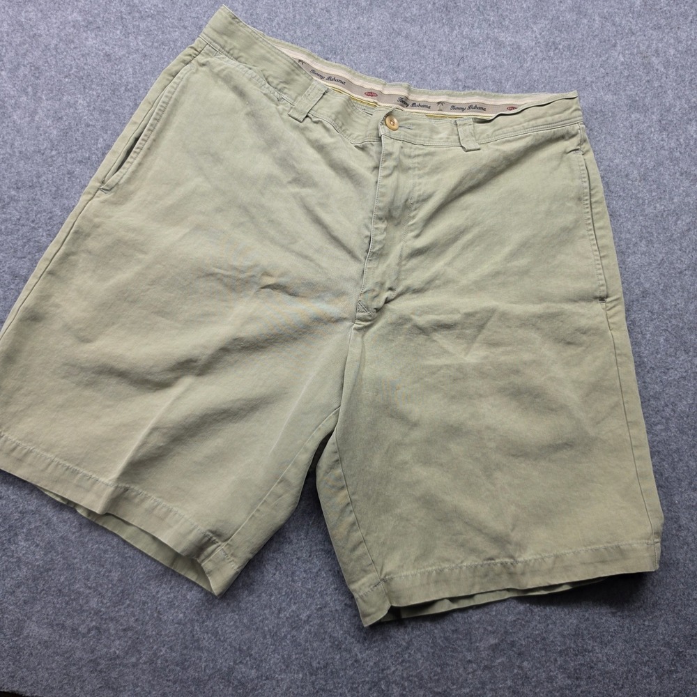 Tommy Bahama Relax Mens 34 Silk Linen Blend Shorts Khaki Green Flat Front